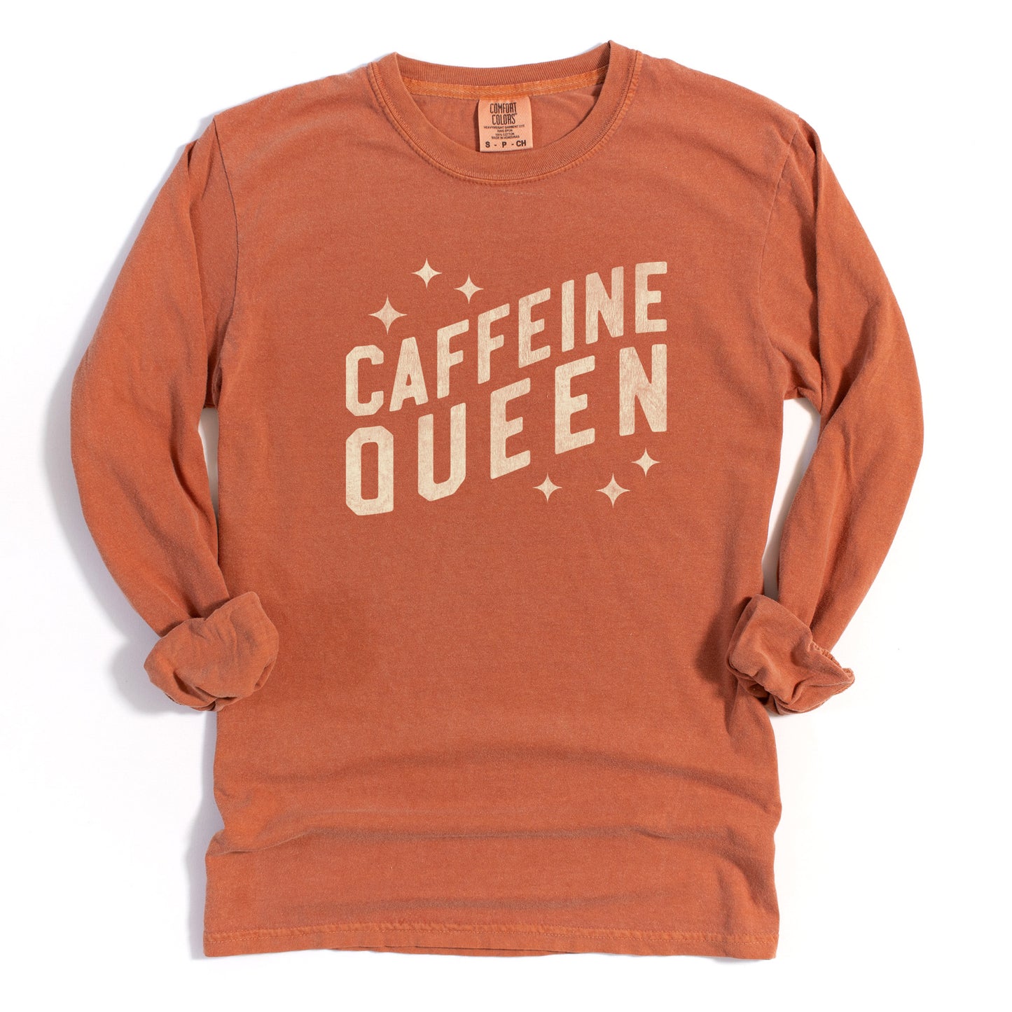 
                  
                    a long sleeved, caffeine queen tee in yam
                  
                