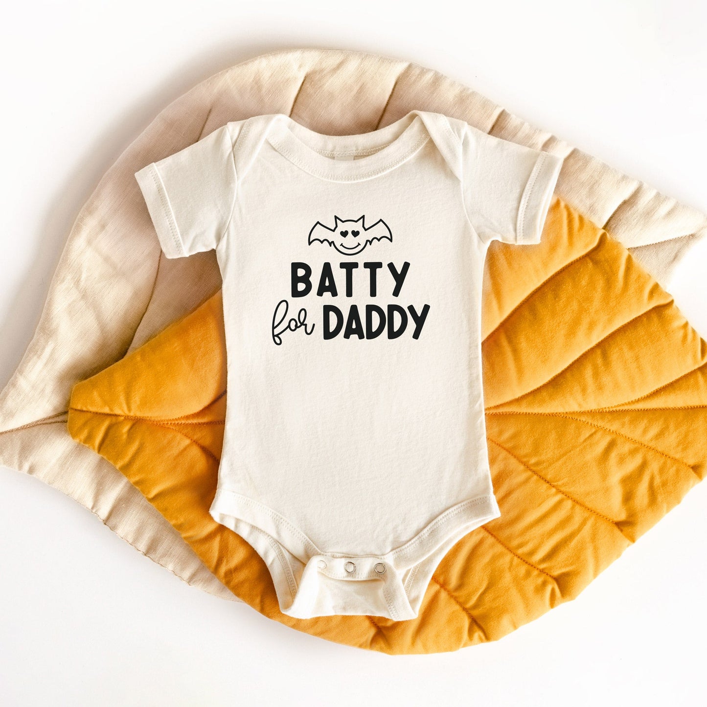 
                  
                    Batty for daddy halloween onesies for baby, shown in natural
                  
                