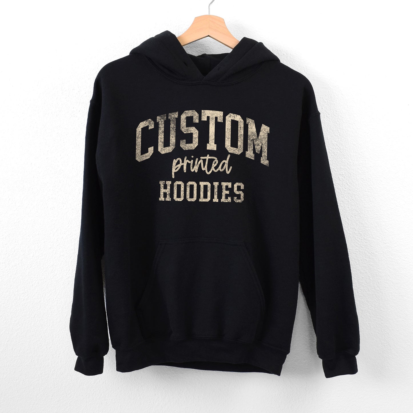 
                  
                    a custom printed hoodie in black
                  
                