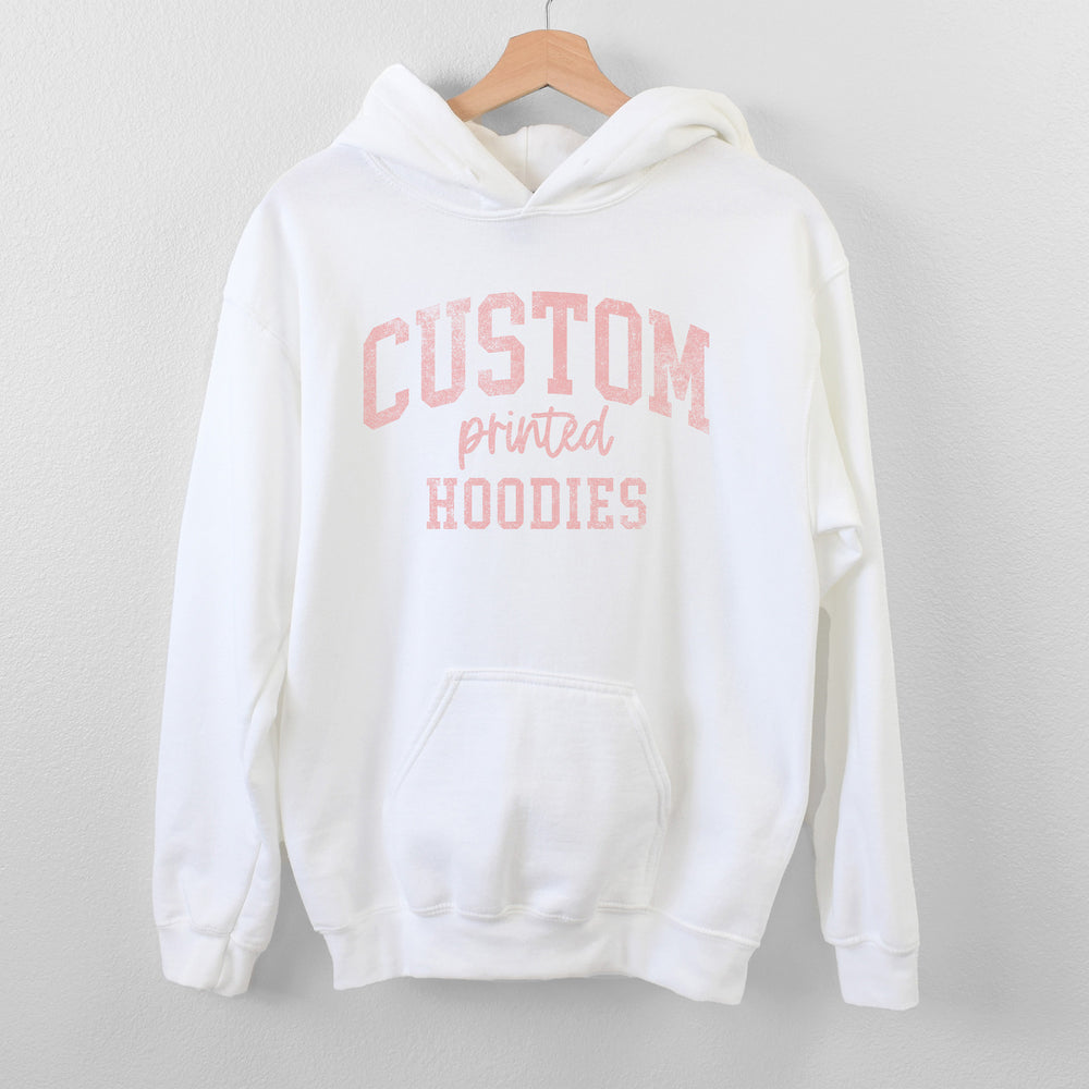 
                  
                    a custom printed hoodie in white
                  
                