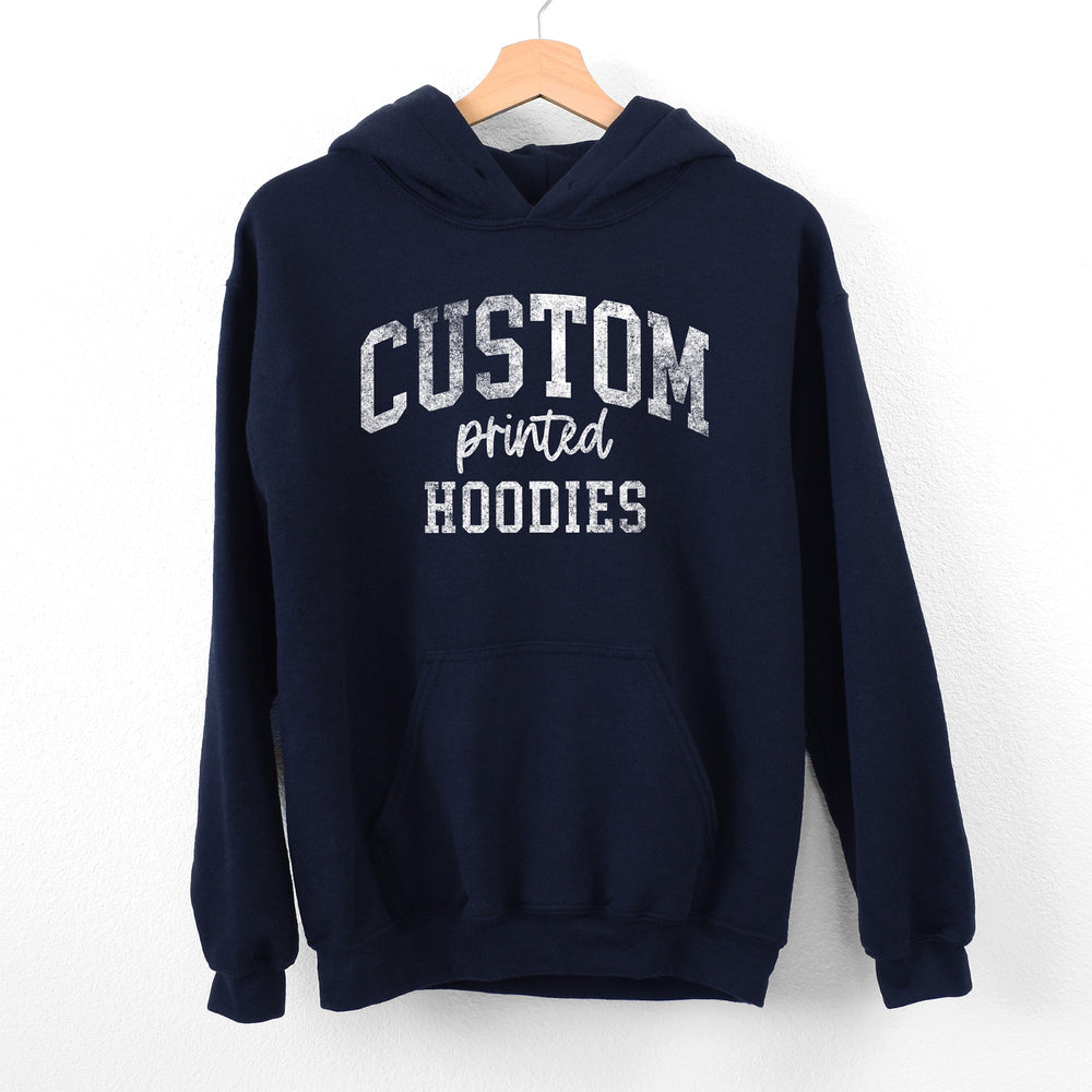 
                  
                    a custom printed hoodie in navy
                  
                