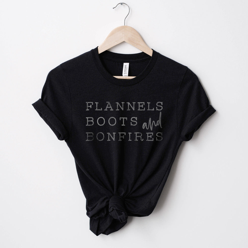 
                  
                    a flannel boots and bonfires tee in Black
                  
                