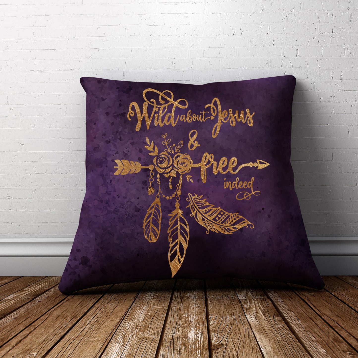 
                  
                    free indeed svg printed in gold onto a purple pillow
                  
                