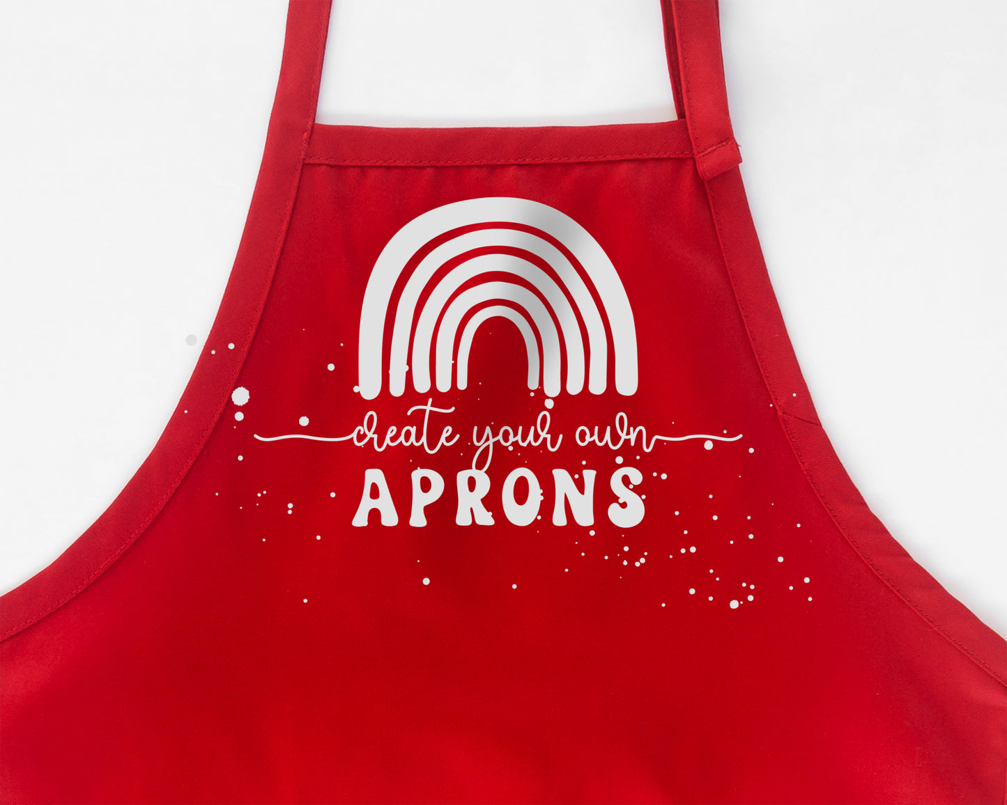 
                  
                    a red apron representing the short, long and butcher style aprons
                  
                