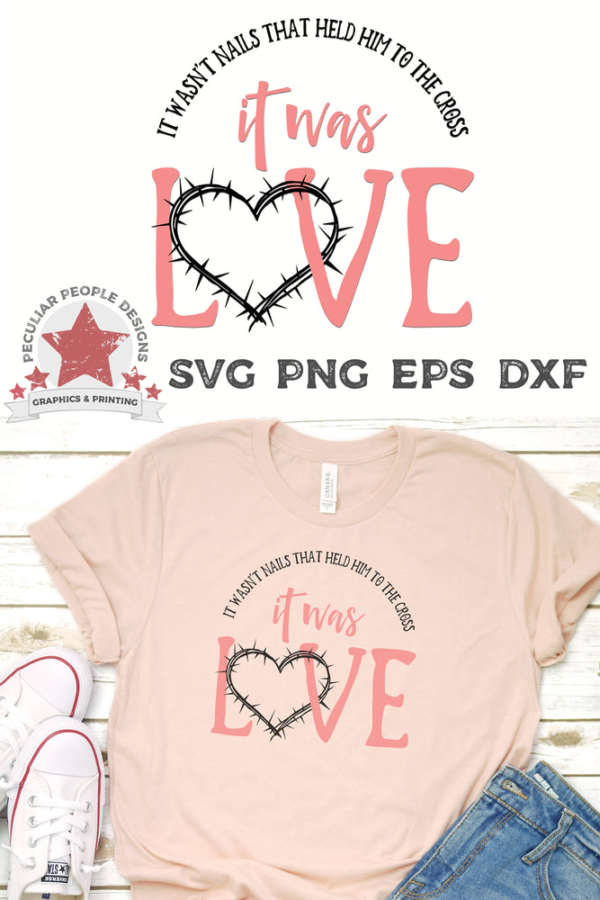 
                  
                    it was love svg printed on a peach t shirt
                  
                