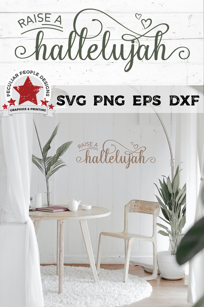 
                  
                    Raise A Hallelujah - SVG cut as a decal on the wall of a relaxing coffee area nook 
                  
                