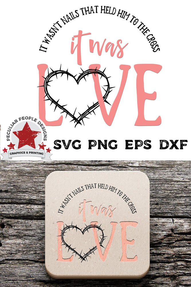 
                  
                    it was love svg embossed on drink coasters, laying on rustic wood
                  
                