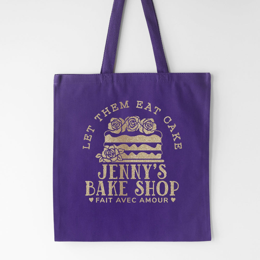 
                  
                    a personalized cake baking bag in purple
                  
                