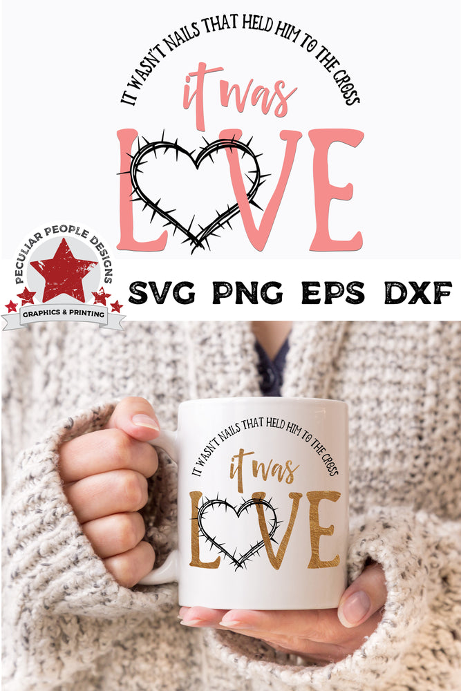 
                  
                    it was love svg shown in gold foil on a white mug held by a woman in a cozy sweater
                  
                