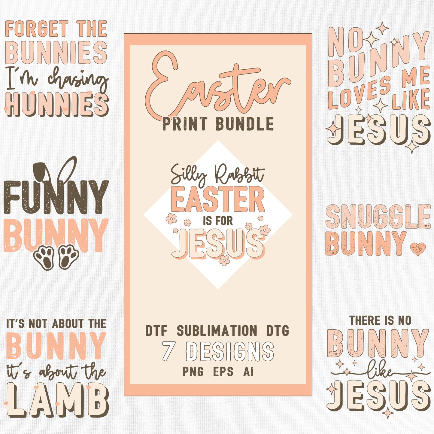 Easter Print Bundle cover, showing all 7 designs
