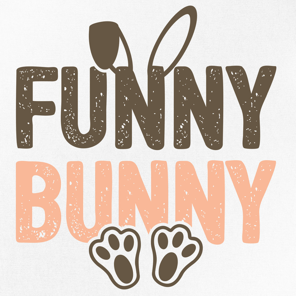 
                  
                    a digital design reading "funny bunny" with bunny ears and feet.
                  
                
