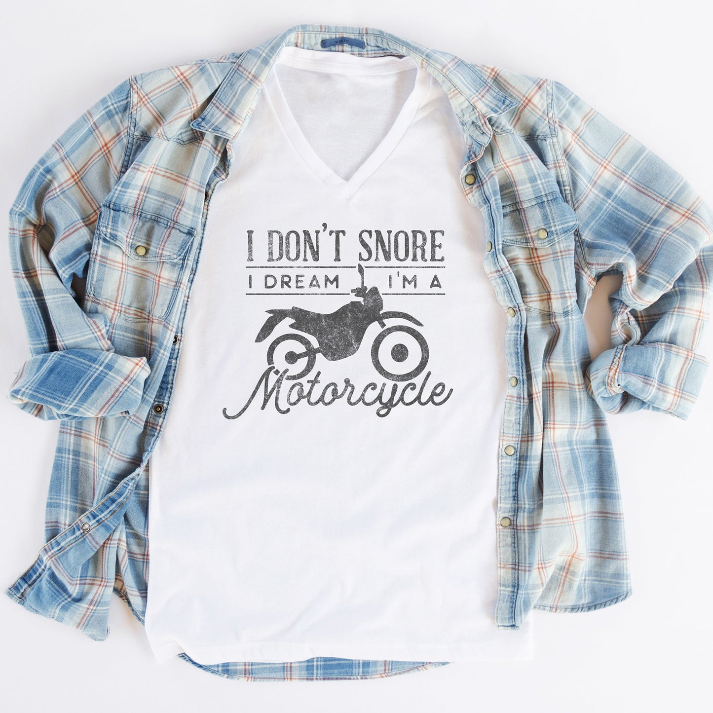 
                  
                    I don't snore, I dream I'm a motorcycle shirt in white
                  
                