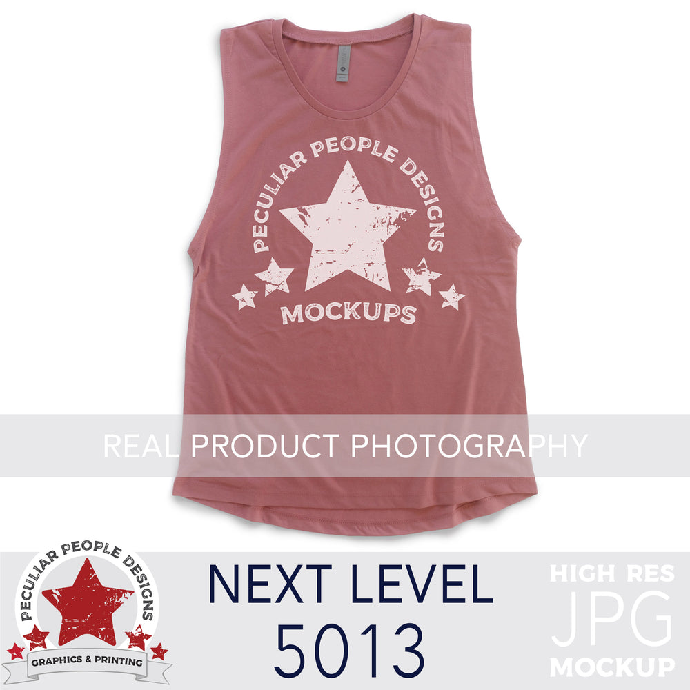 a Smoked Paprika, next level 5013 muscle tank flat lay mockup with a white background by peculiar people designs