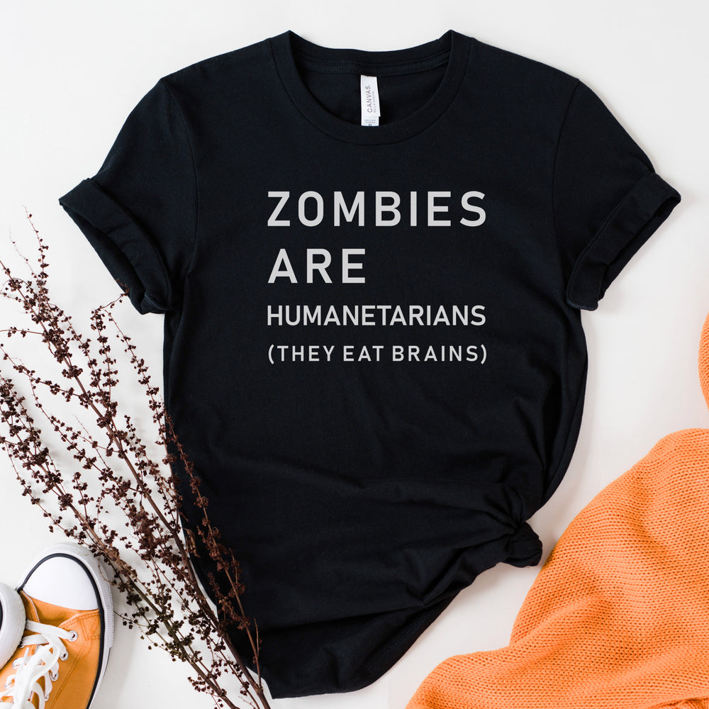 a zombie halloween shirt in black