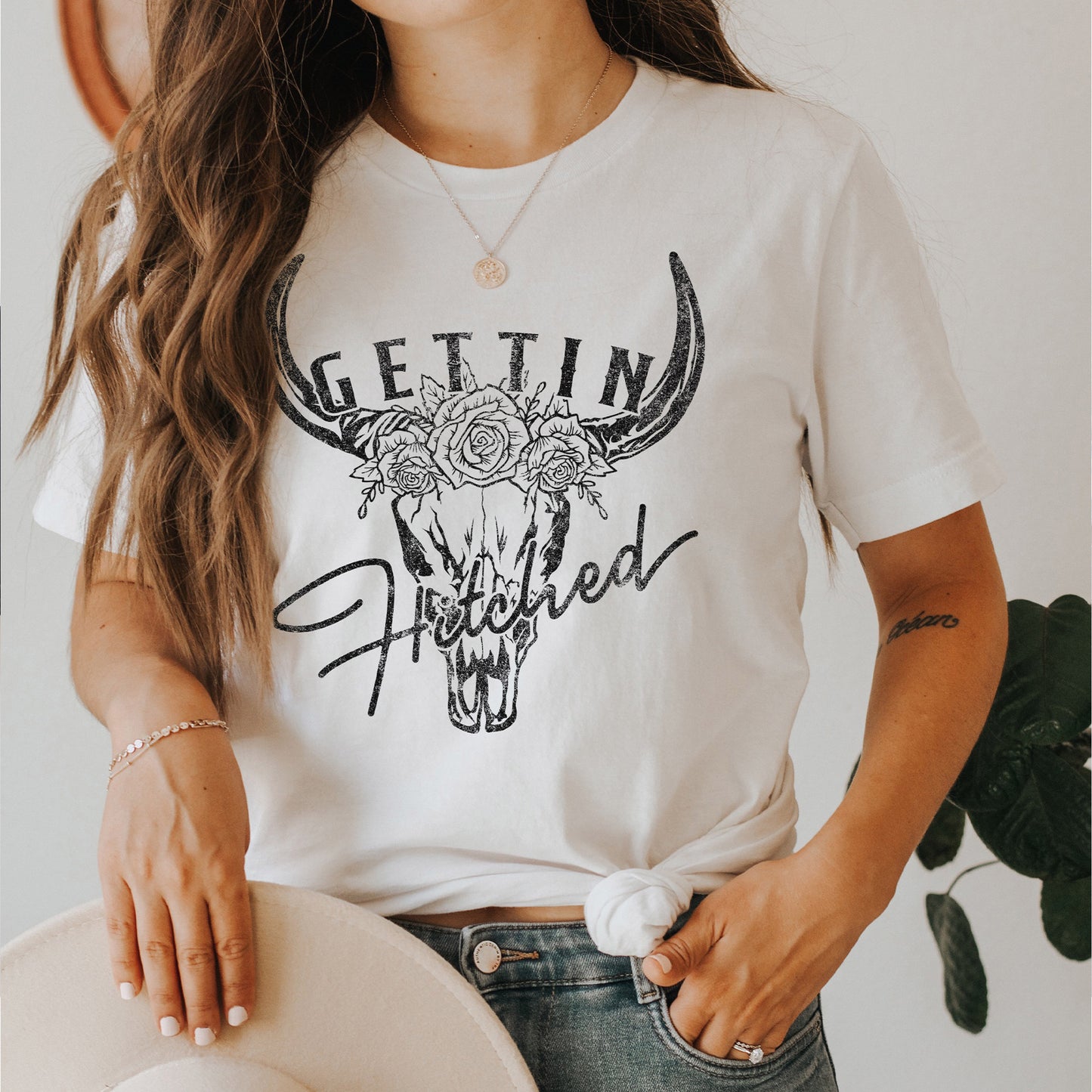 a gettin' hitched shirt in white