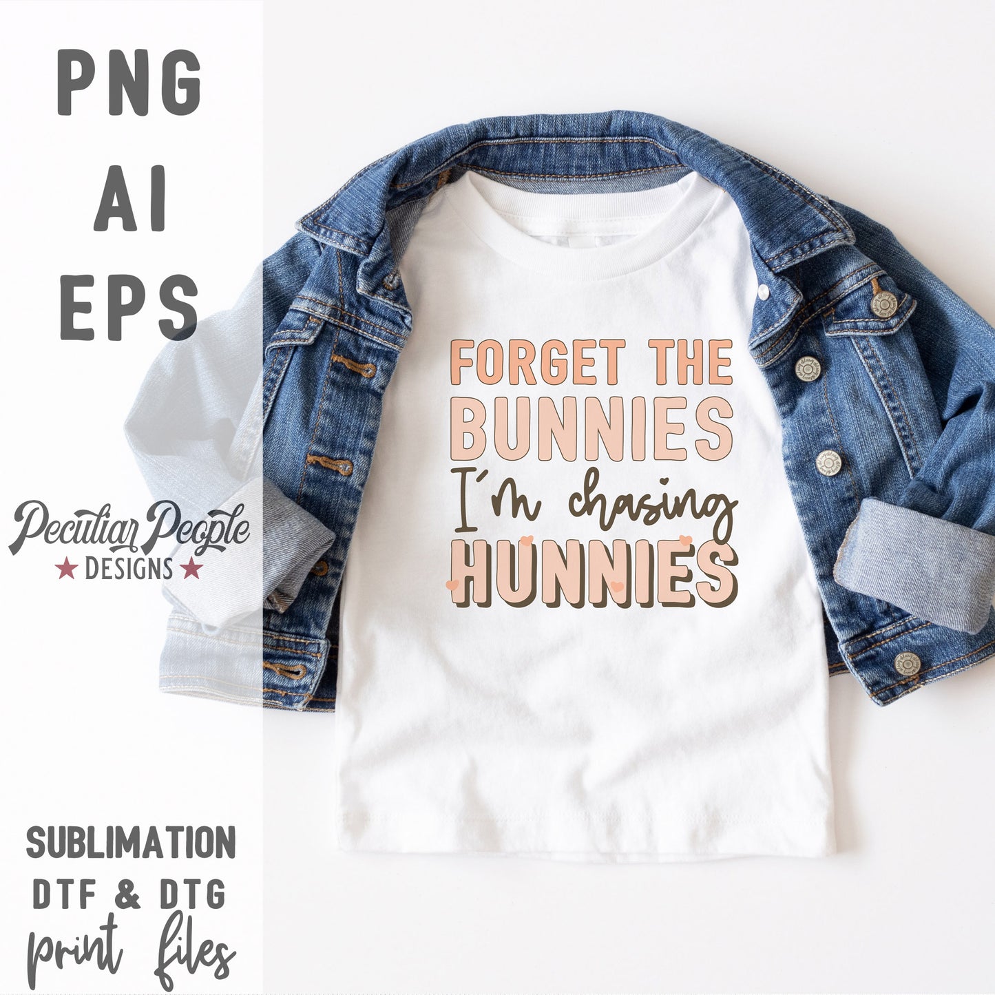 a toddler t-shirt printed with the design, Chasing Hunnies