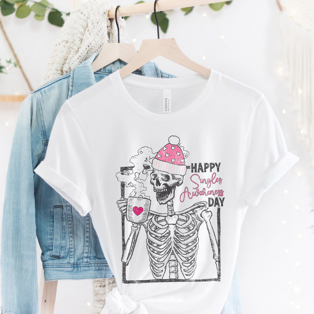 
                  
                    a Happy Singles Awareness Day shirt in white
                  
                
