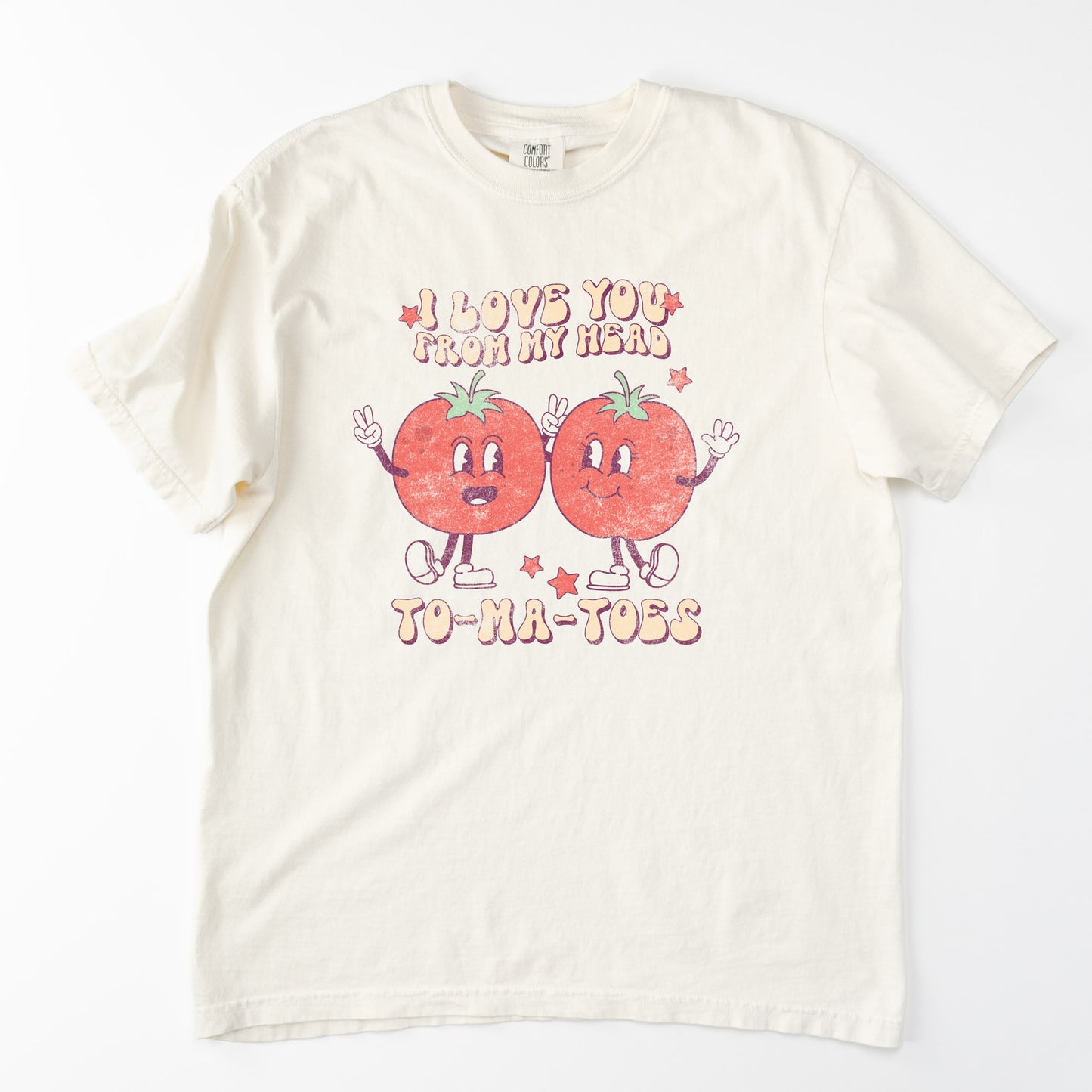 
                  
                    a Comfort Colors, retro Valentine, I love you from my head to-ma-toes tee in Ivory
                  
                