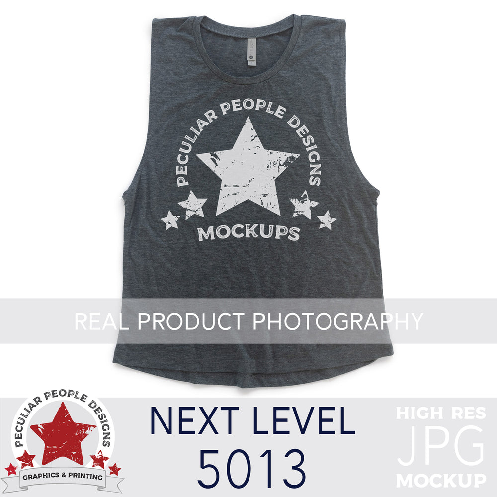 
                  
                    a Charcoal, next level 5013 muscle tank flat lay mockup with a white background by peculiar people designs
                  
                