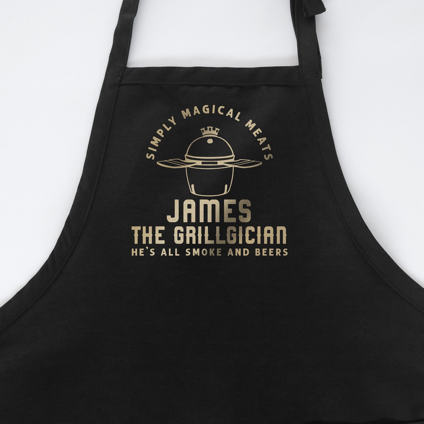 
                  
                    a personalized kamado grilling apron in black
                  
                