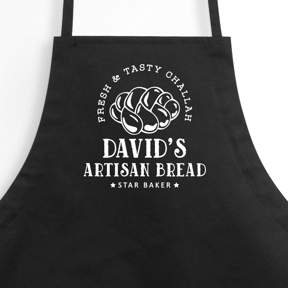
                  
                    a personalized challah baking apron in black
                  
                