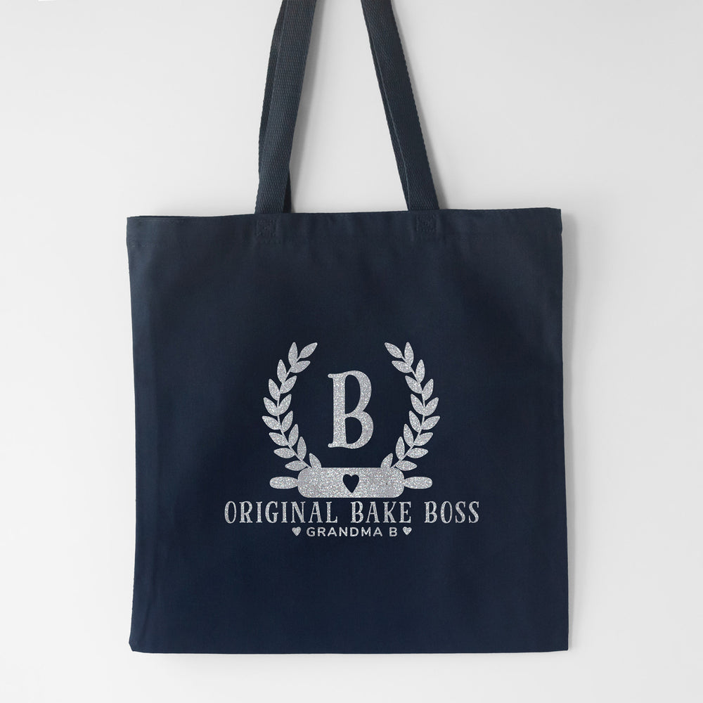
                  
                    a personalized and monogrammed tote in navy
                  
                