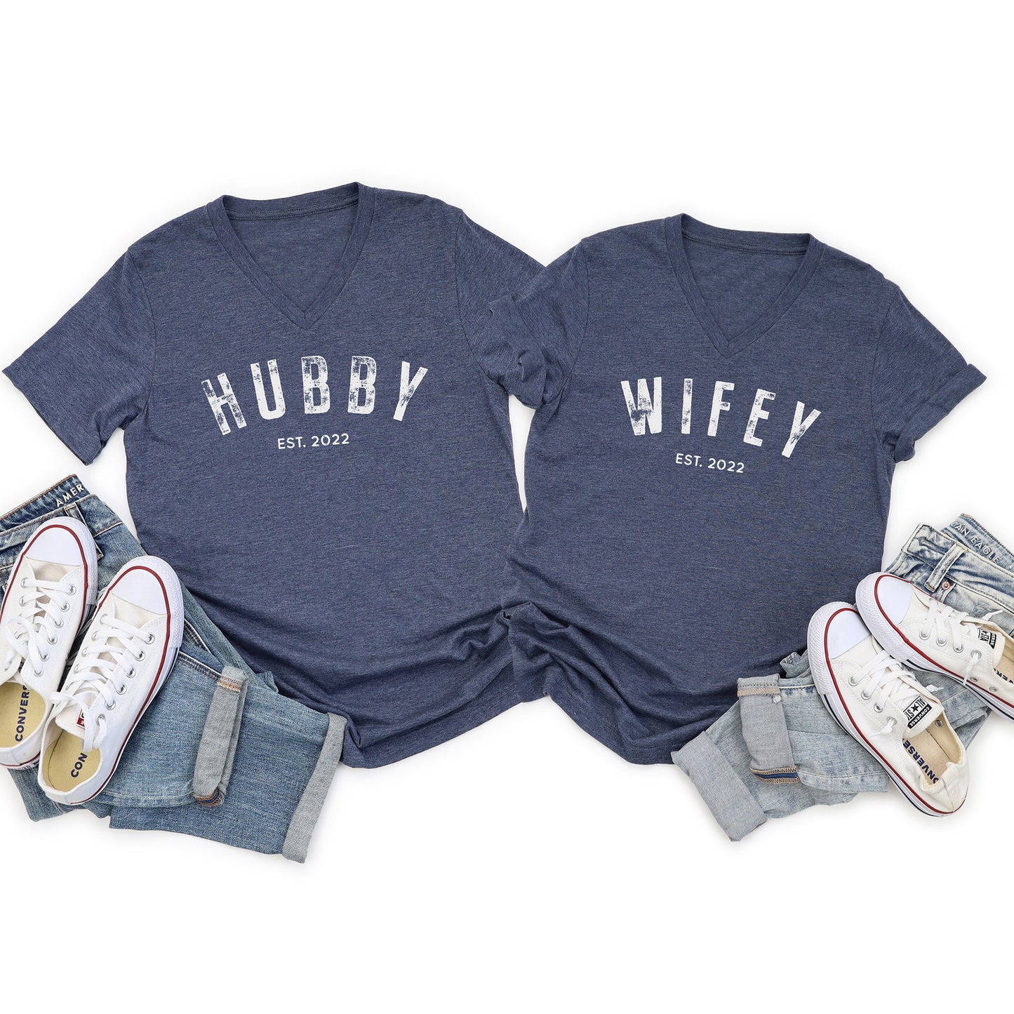 
                  
                    matching hubby wifey shirts in navy v-neck
                  
                