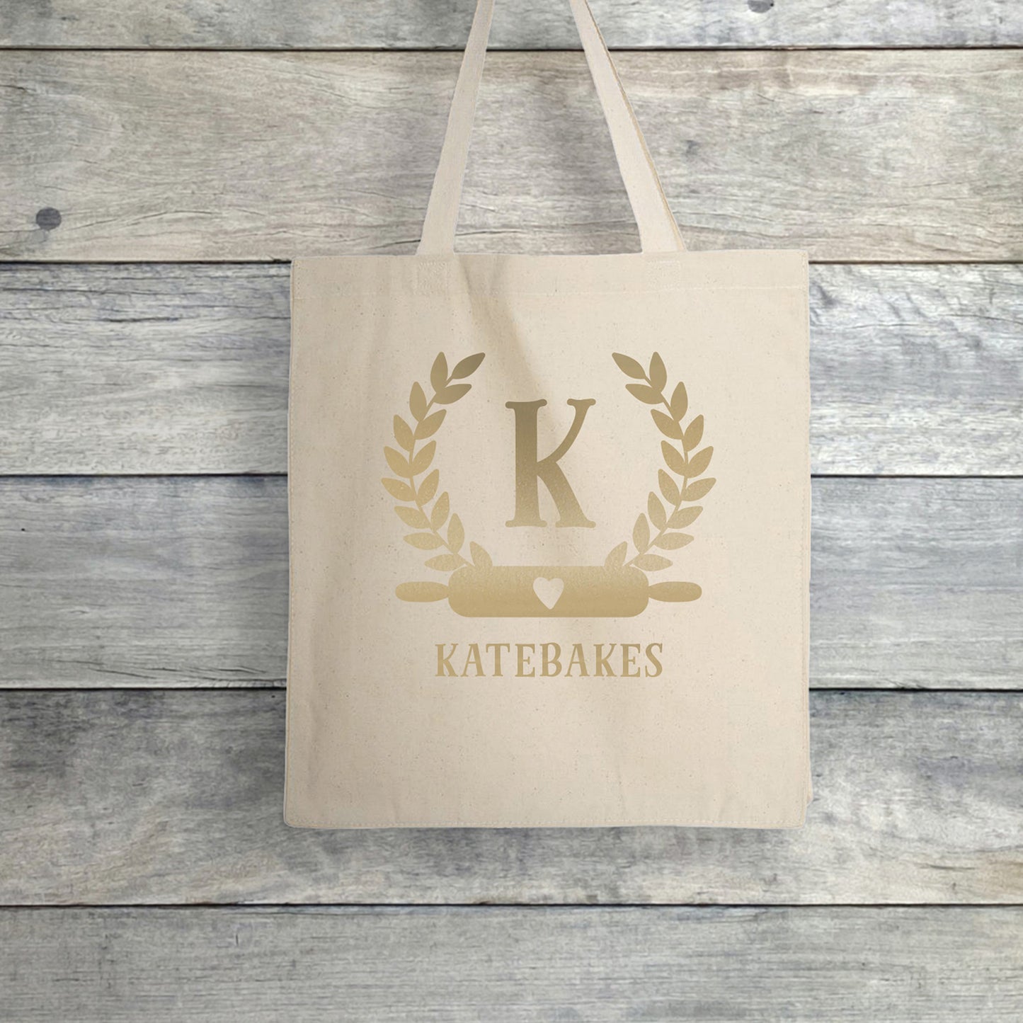 
                  
                    a personalized baking monogram tote in natural
                  
                