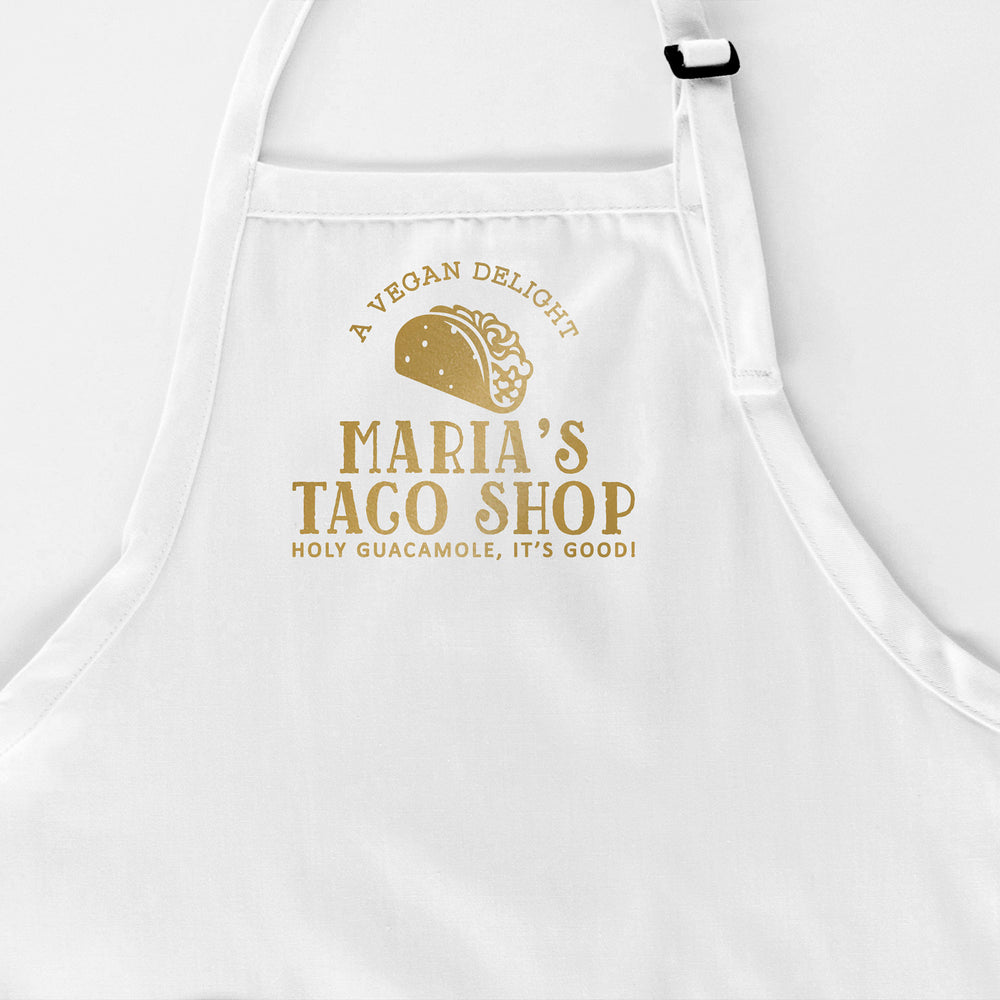
                  
                    a personalized taco apron in white
                  
                