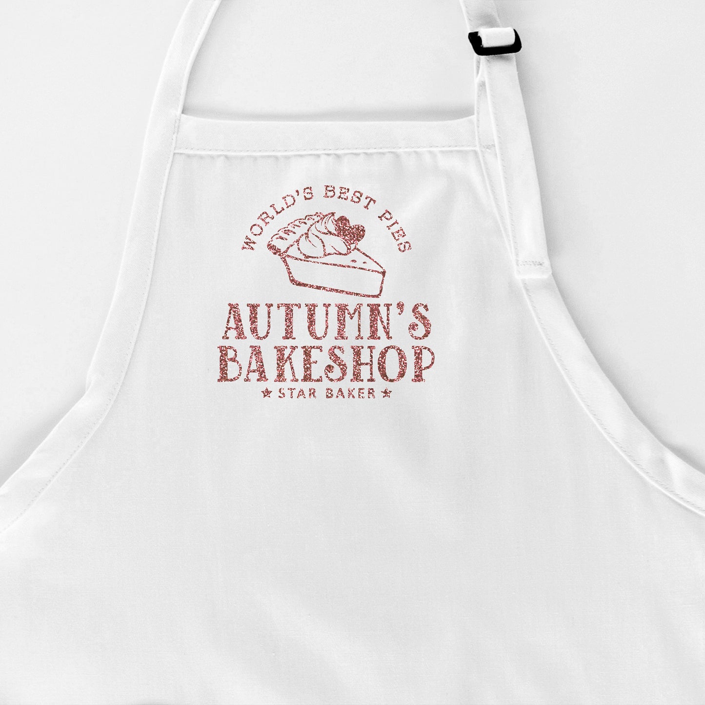 
                  
                    a personalized pie baking apron in white
                  
                