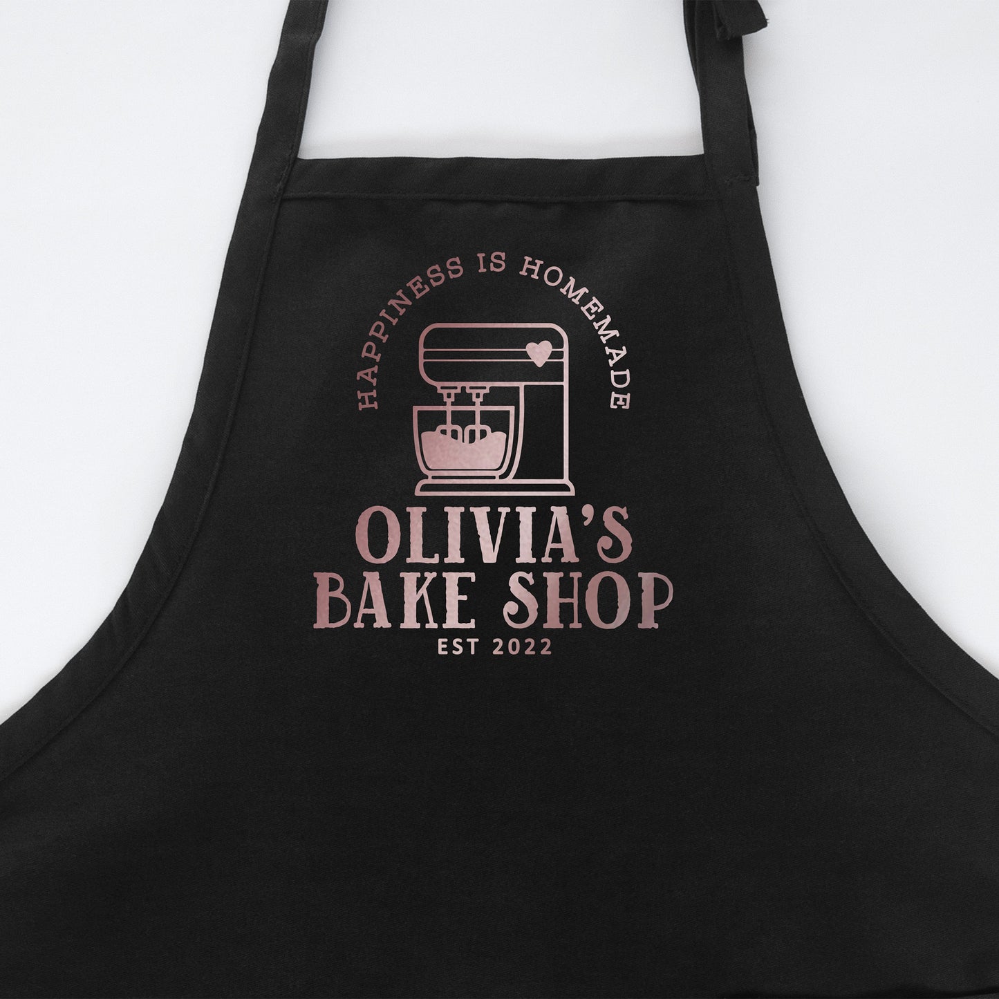 
                  
                    a personalized mixer apron in black
                  
                