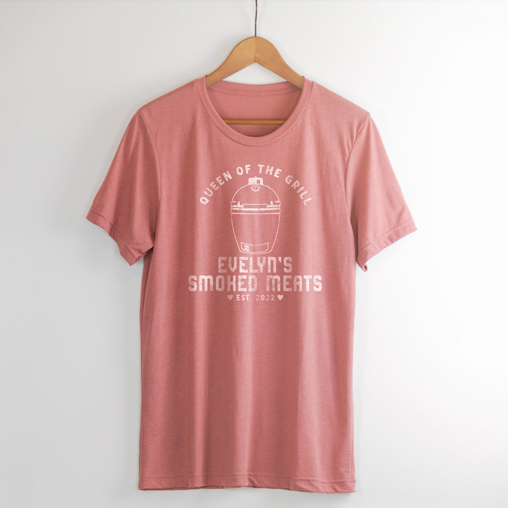 
                  
                    a personalized green egg grill inspired shirt in mauve
                  
                
