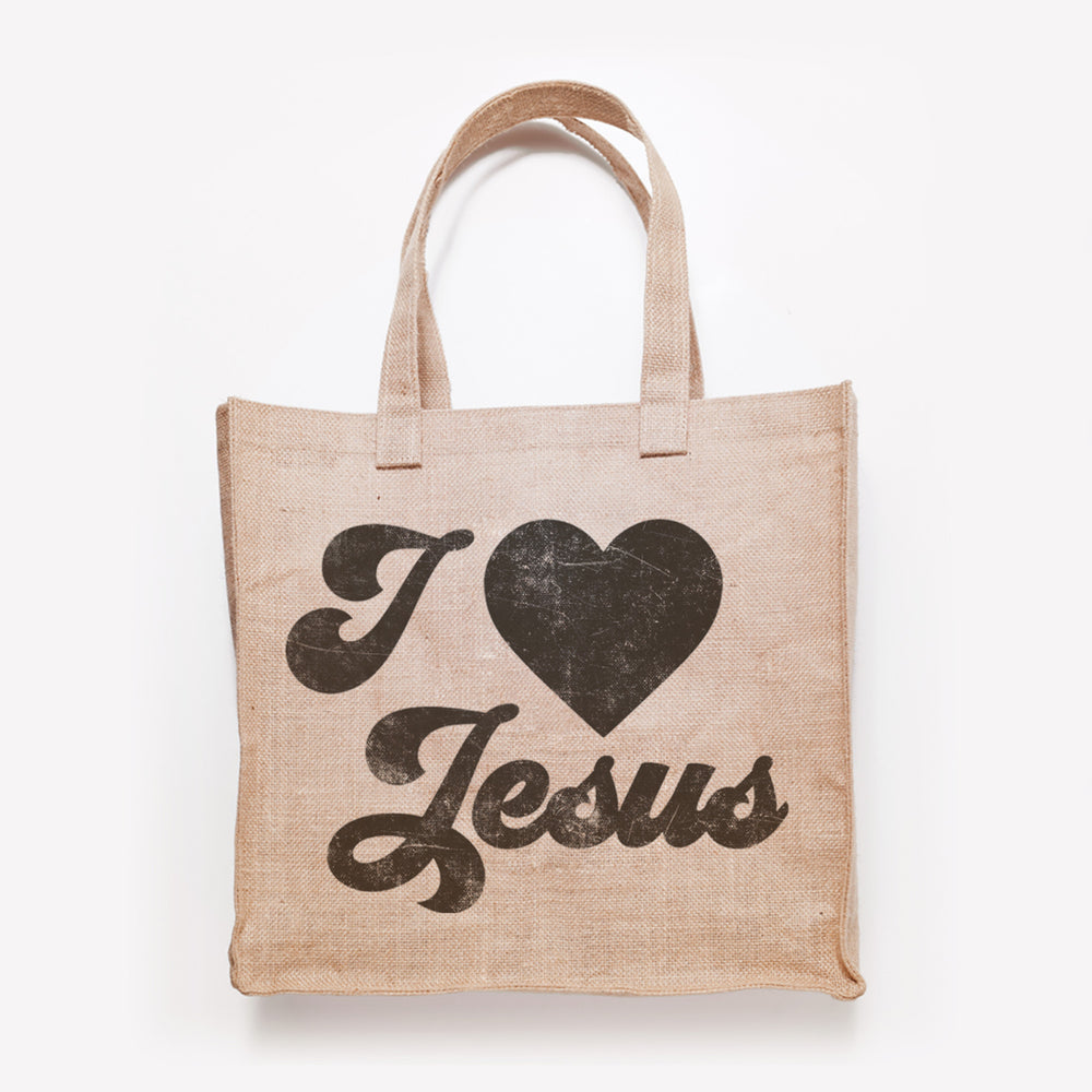 
                  
                    I Heart Jesus svg printed on an vintage canvas bag
                  
                