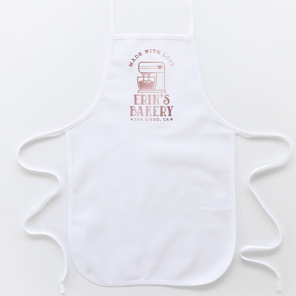 
                  
                    a toddler personalized baking apron in white
                  
                
