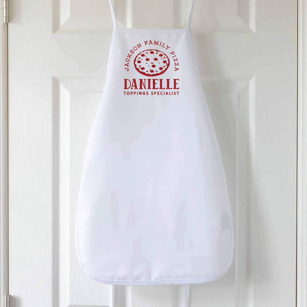 
                  
                    Kid's personalized pizza apron in white
                  
                
