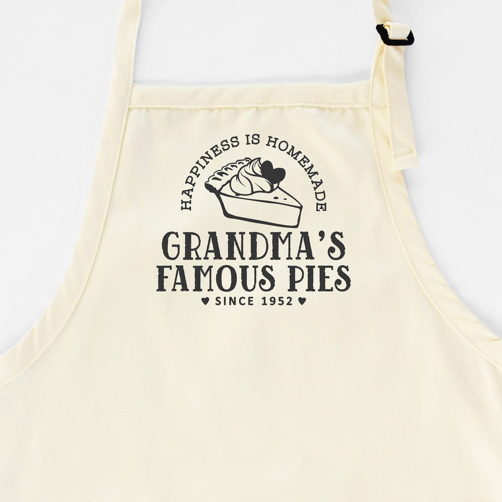 a personalized pie baking apron in natural