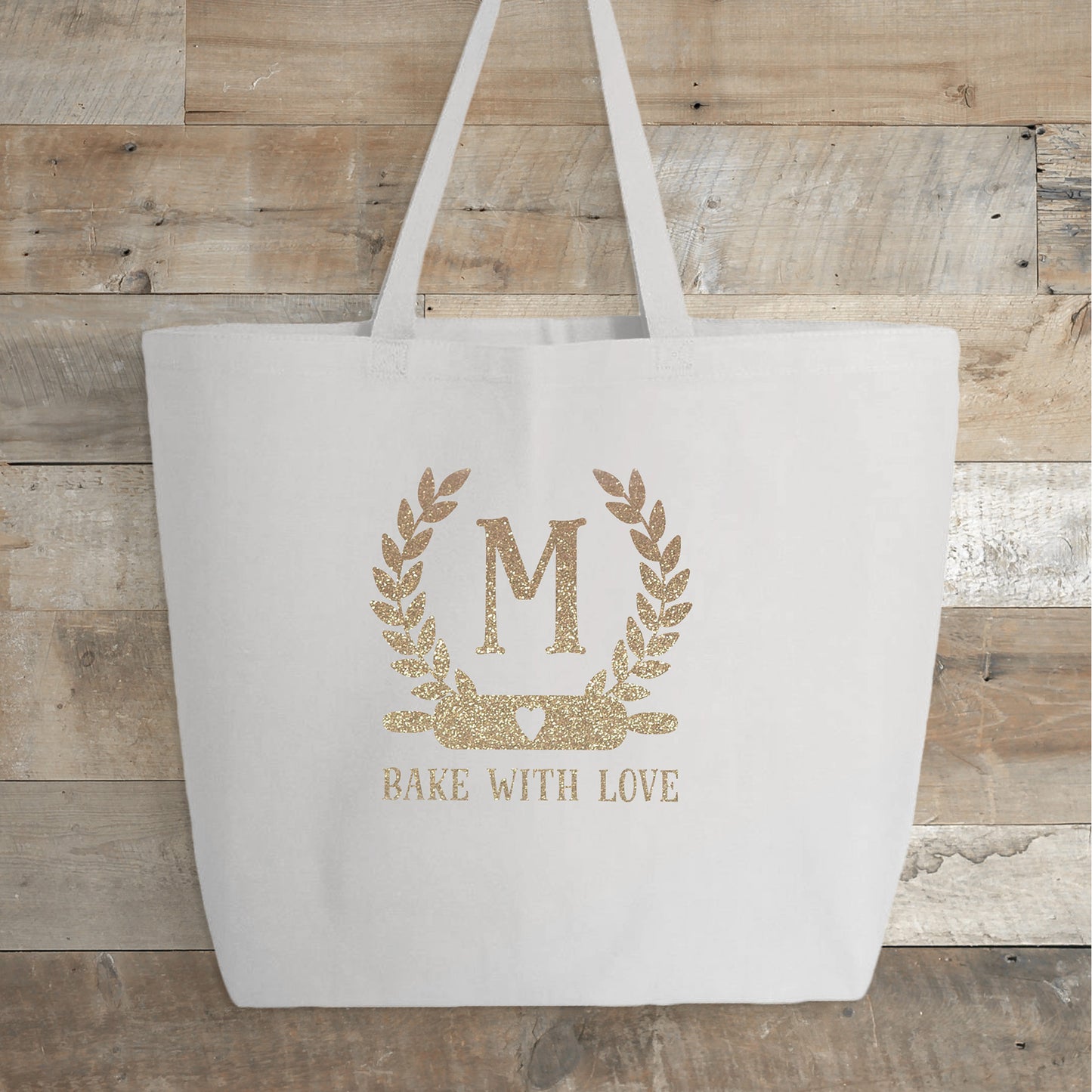 
                  
                    a jumbo personalized baking monogram tote in white
                  
                