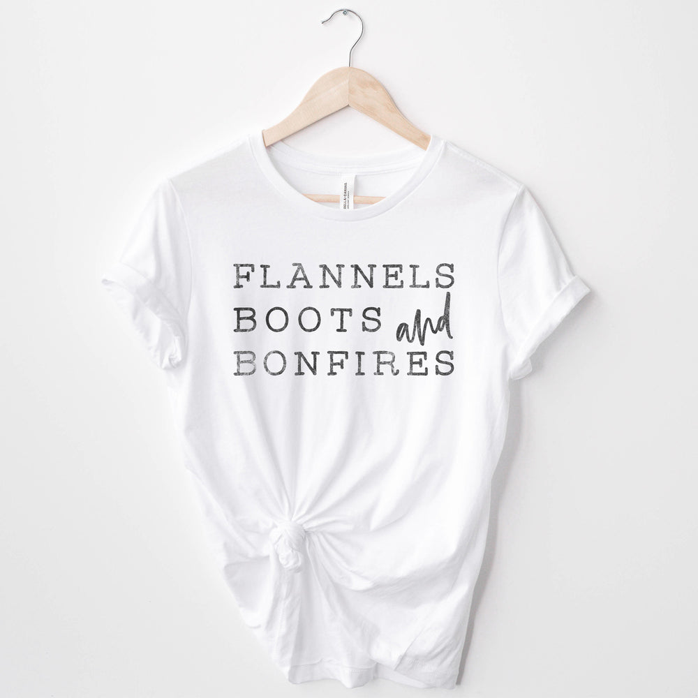 
                  
                    flannels, boots and bonfires shirt in white
                  
                
