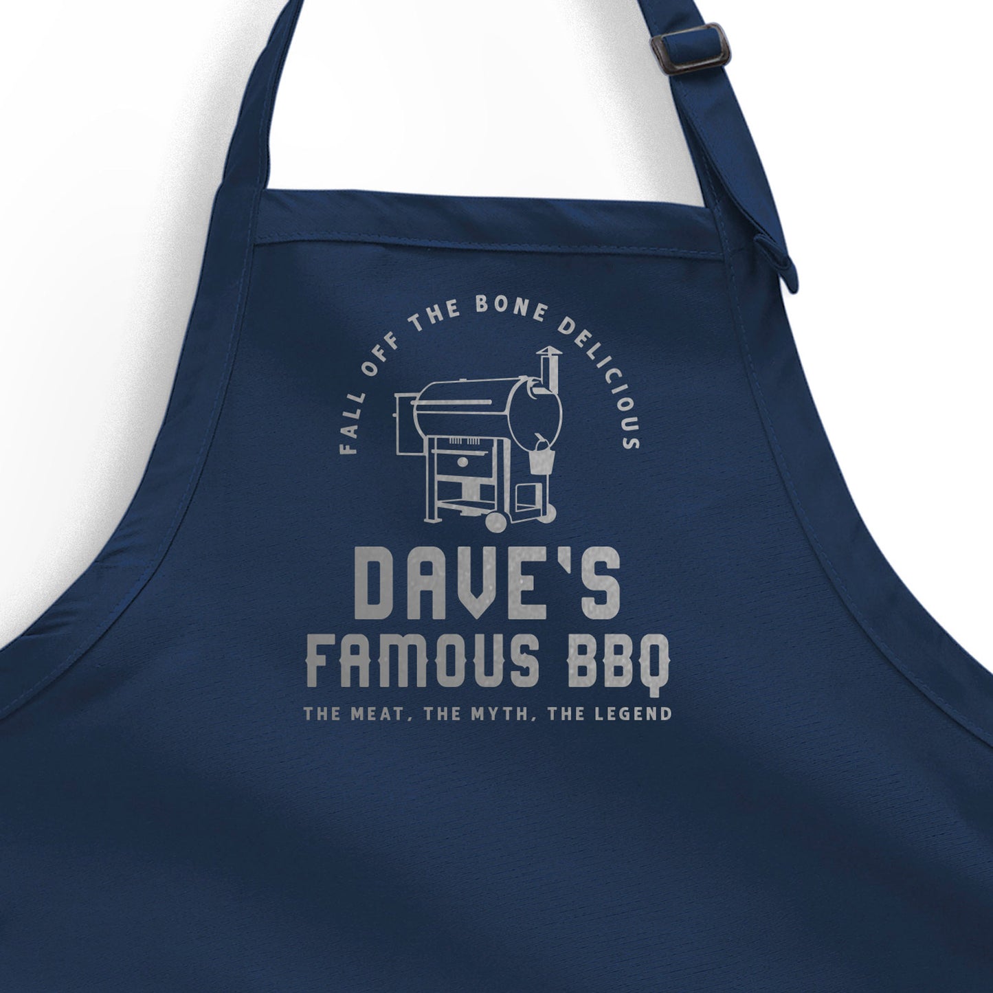 
                  
                    a personalized grilling apron in navy
                  
                