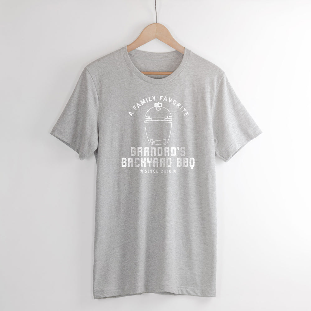 
                  
                    a personalized green egg grill inspired shirt in grey
                  
                
