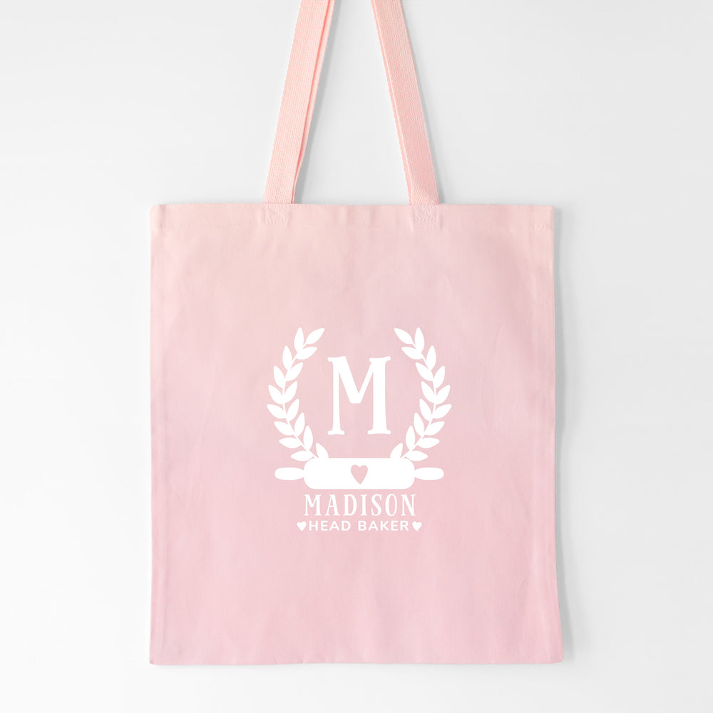 a personalized and monogrammed tote in pink pastel