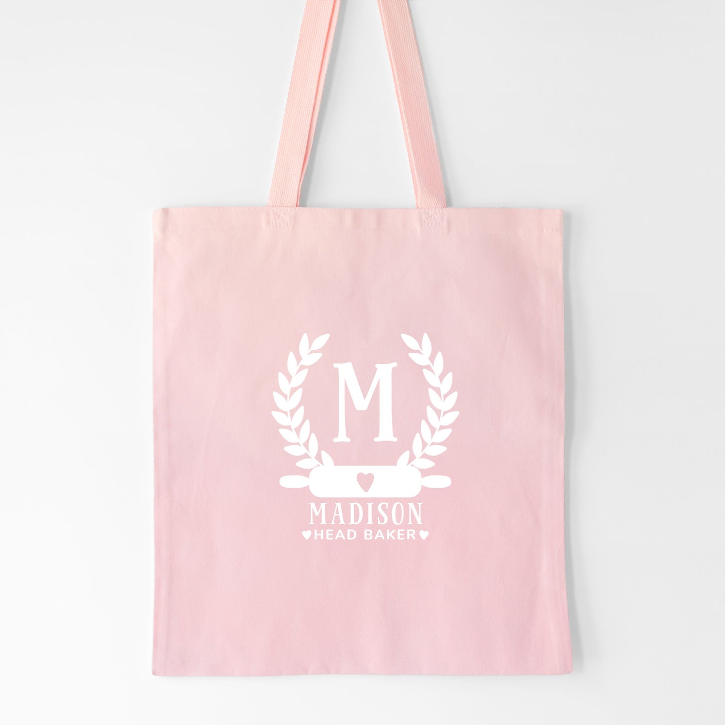 a personalized and monogrammed tote in pink pastel