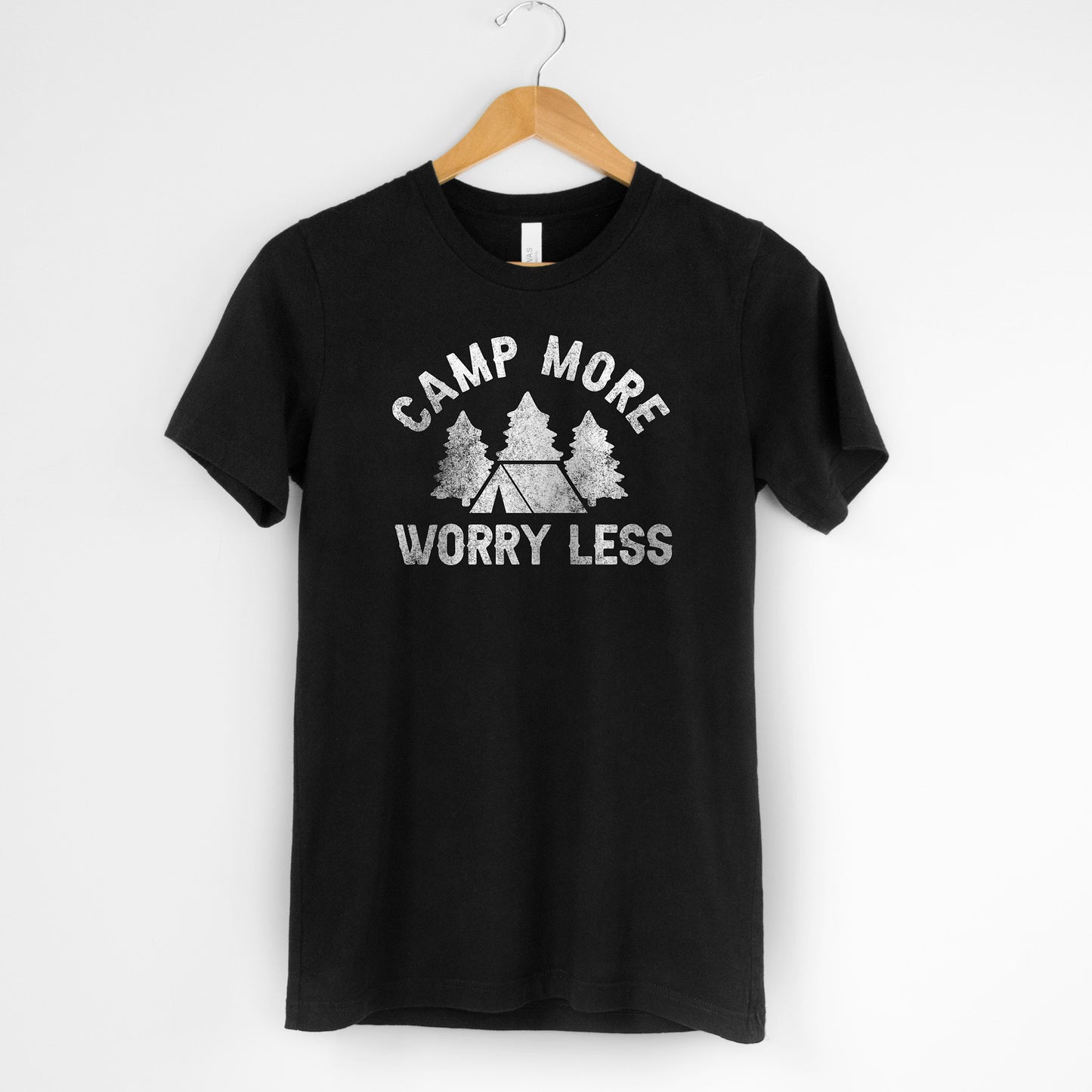 
                  
                    camp more, worry less shirt in black
                  
                