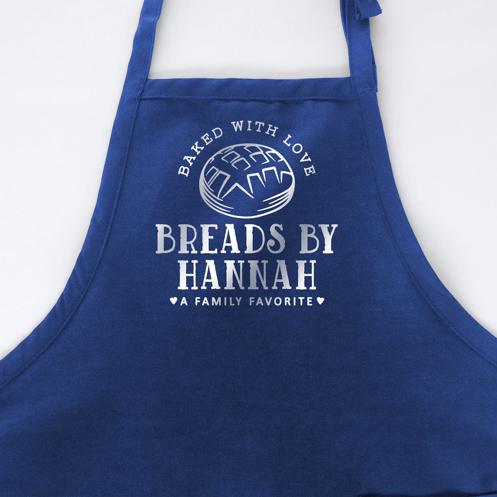 
                  
                    a personalized bread baker apron in royal
                  
                