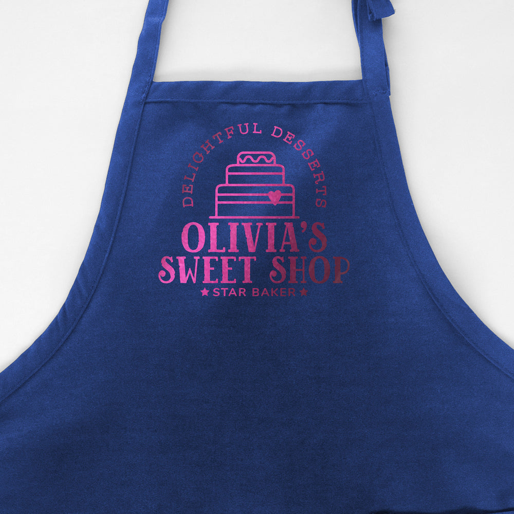 
                  
                    A personalized cake baking apron in roya
                  
                