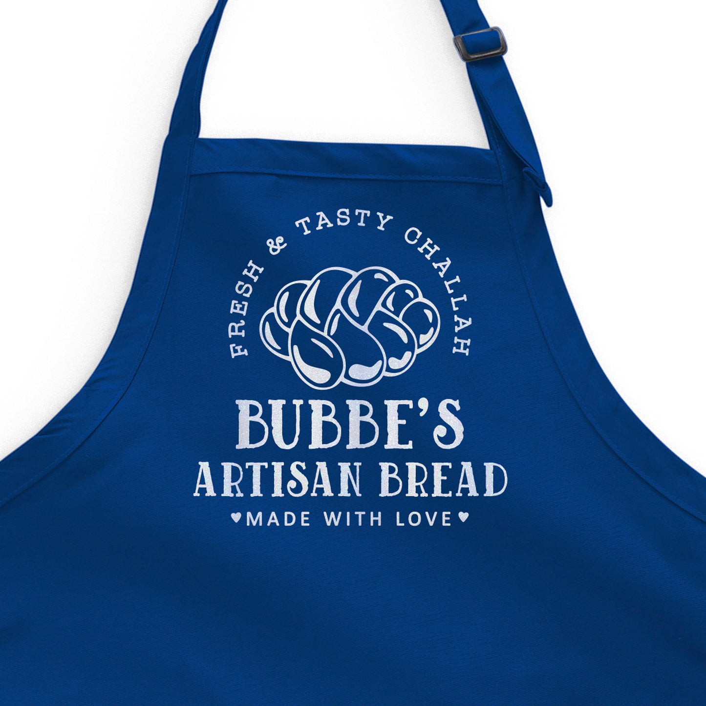 
                  
                    a personalized challah baking apron in royal
                  
                