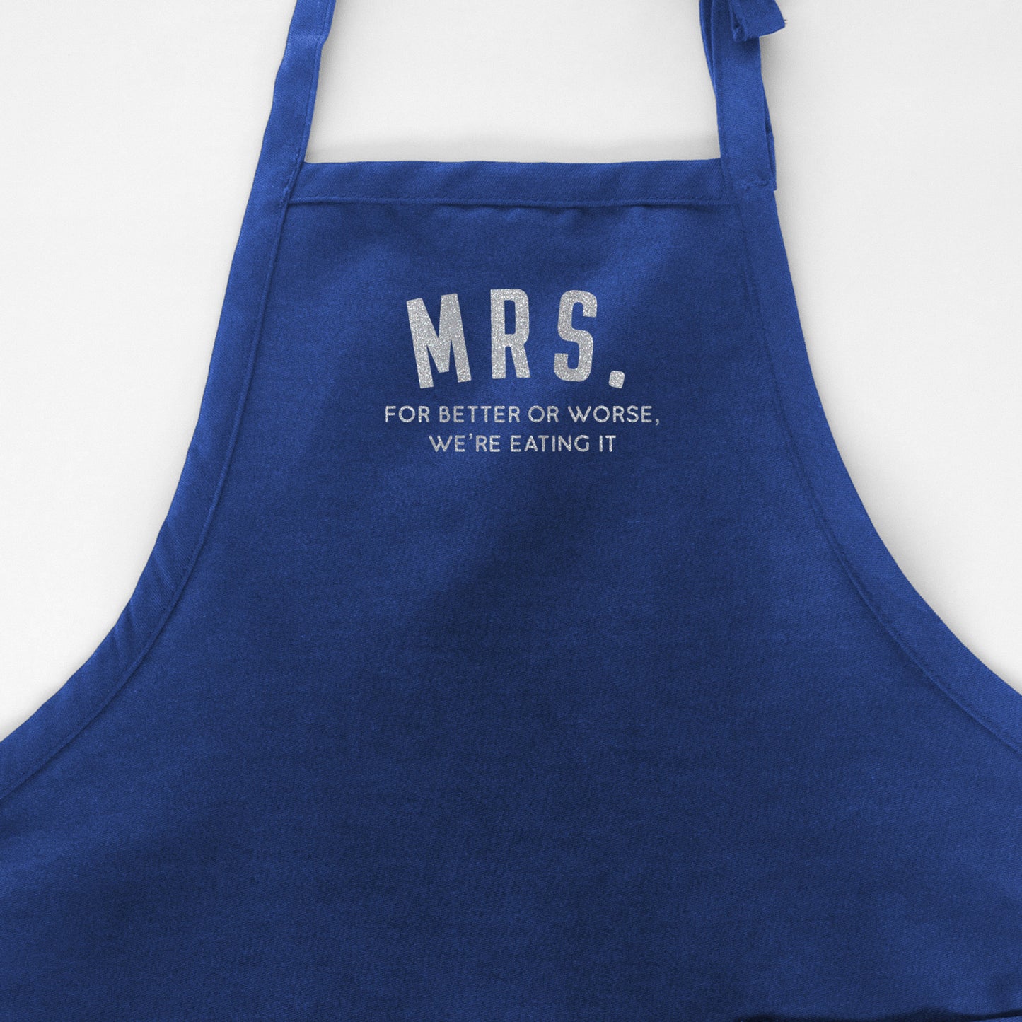 
                  
                    a personalized apron in royal
                  
                