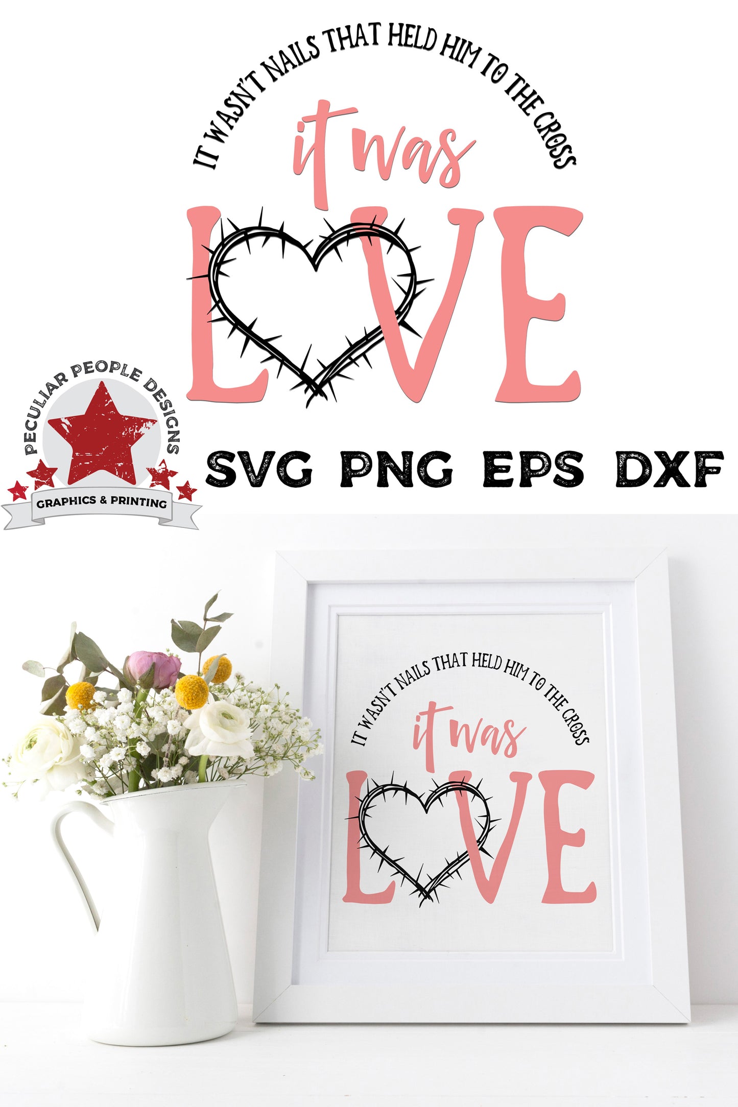 
                  
                    it was love svg file shown as a print in a frame with a boquet of flowers
                  
                