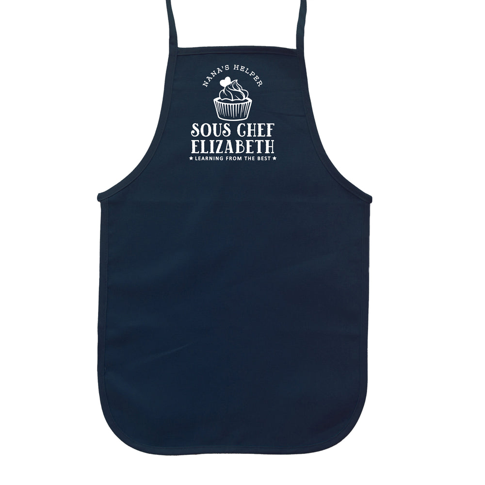 
                  
                    a kid's personalized cupcake baking apron in navy
                  
                