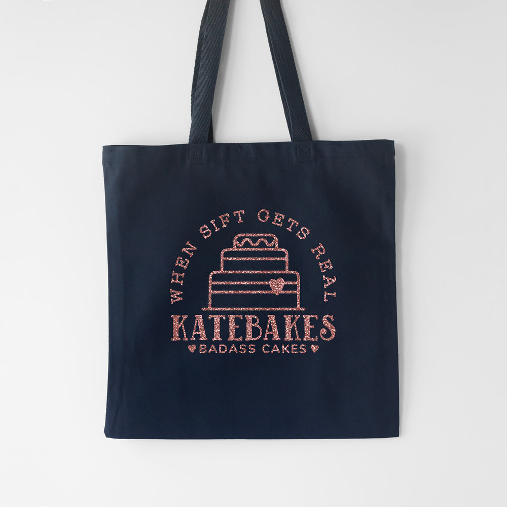 
                  
                    a personalized cake tote in navy
                  
                